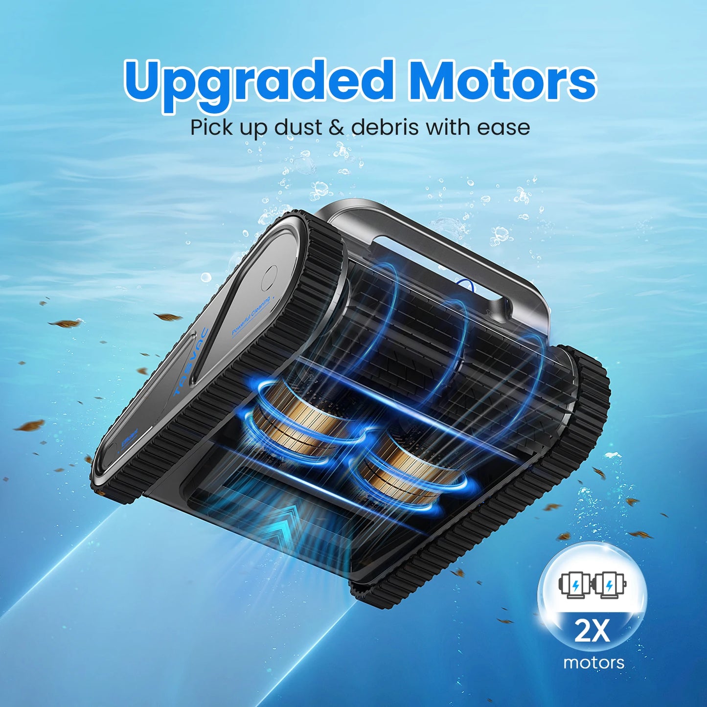 TASVAC Automatic Wireless Robotic Pool Cleaner 250 Mins Runtime Self-Parking with Upgraded Motors for Pool to 80 Feet/2000 Sq.Ft