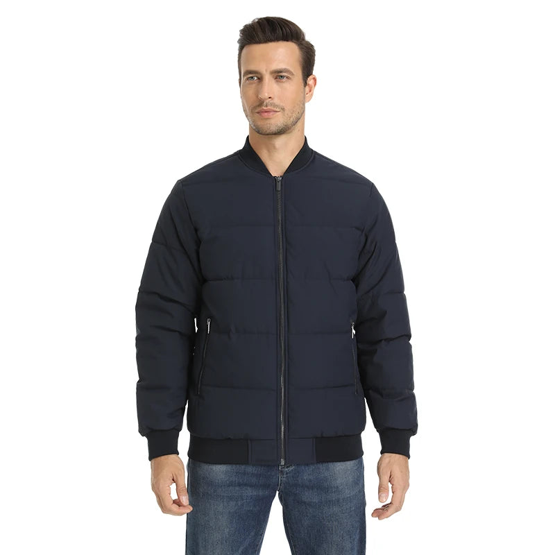 Men's Thermal Bomber Jackets Fall Winter Windproof Baseball Coat Full Zip