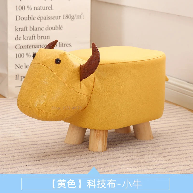 Real Wood Low Stools Creative Animal Elephant Cartoon Family Change Shoe taburete Small Stool ottomans Lovely pouf
