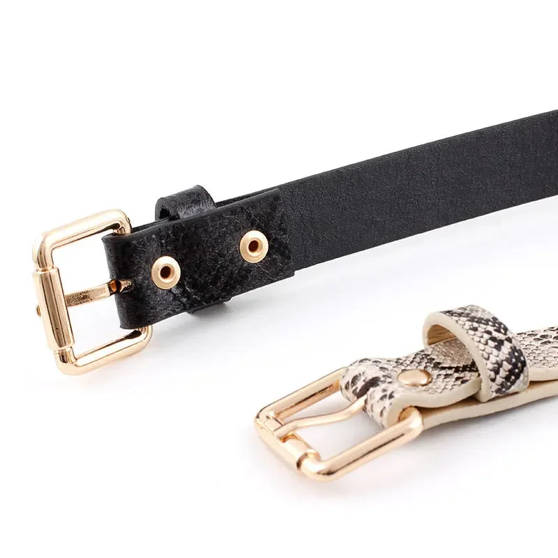 High Quality Women Retro Pu Leather Snake Skin texture Waist Belt