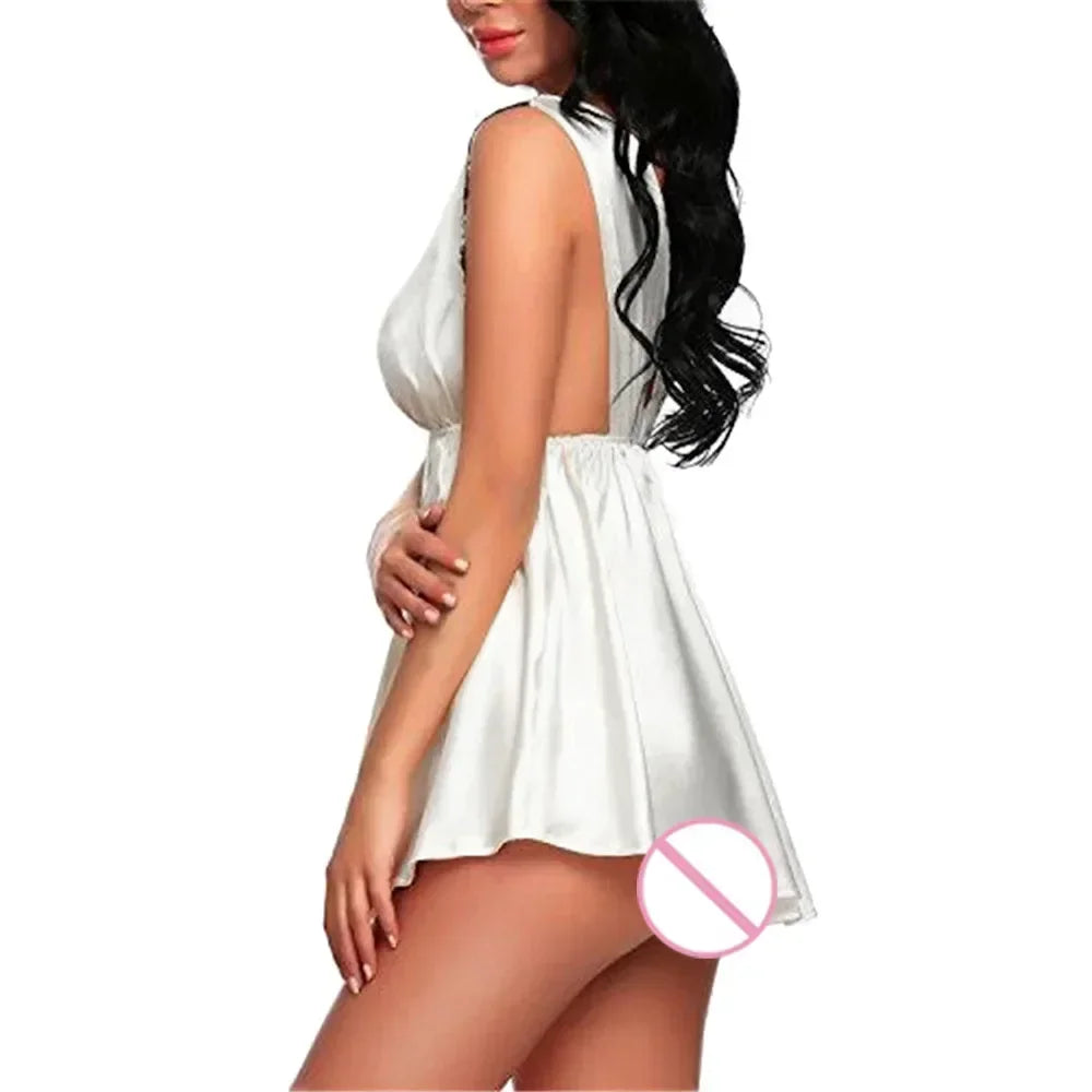 Women Nightgowns Satin Lace Sleepshirts Nightwear Plus Size