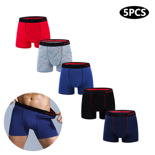 5Pcs Men's Cotton Underwear Short Boxers