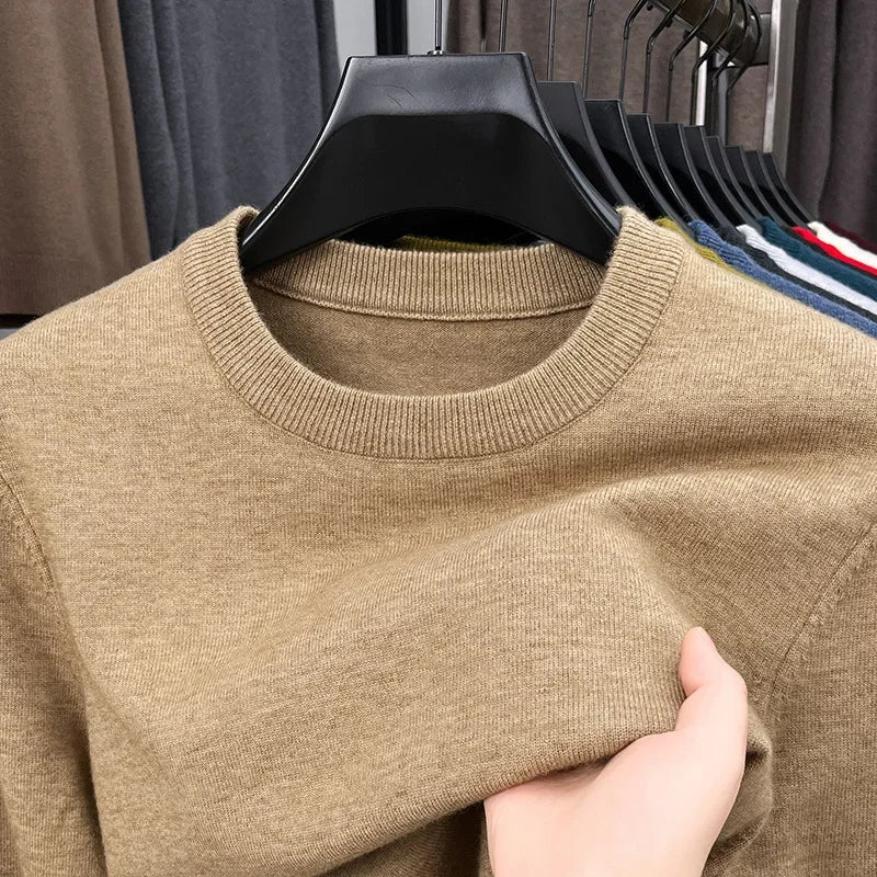 Men's Casual Sweater Round Neck Long Sleeve Knitted Sweater Diamond Pattern