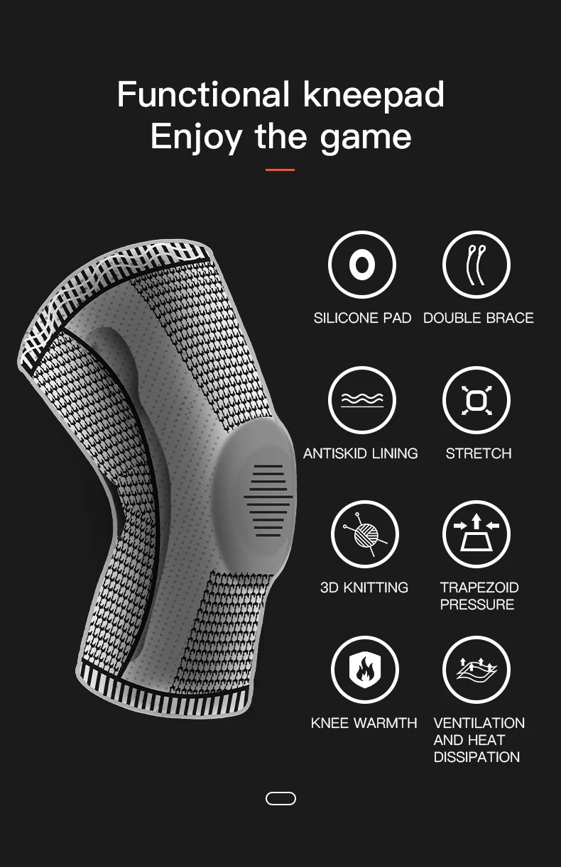 1/2 PC Knee Pads Strap Patella Medial Support Meniscus Silicone Compression Protection Sport Knee Braces Basketball Running Prot