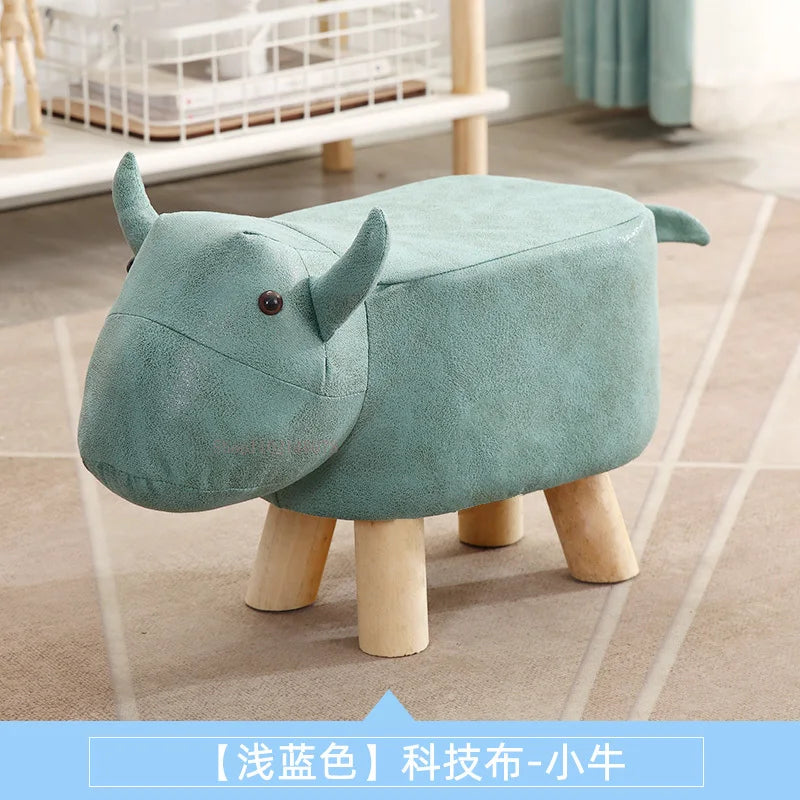 Real Wood Low Stools Creative Animal Elephant Cartoon Family Change Shoe taburete Small Stool ottomans Lovely pouf