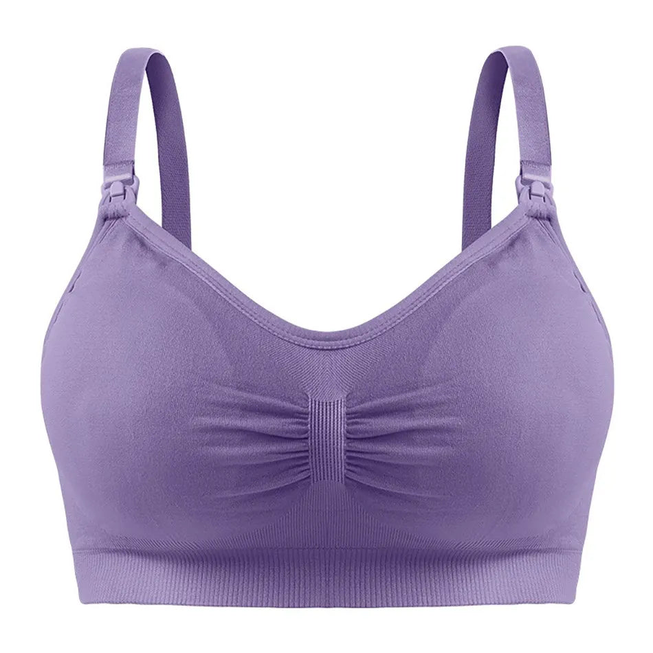 Breastfeeding Bra Upper Buckle Wirefree Seamless Postpartum Removable Chest Pad