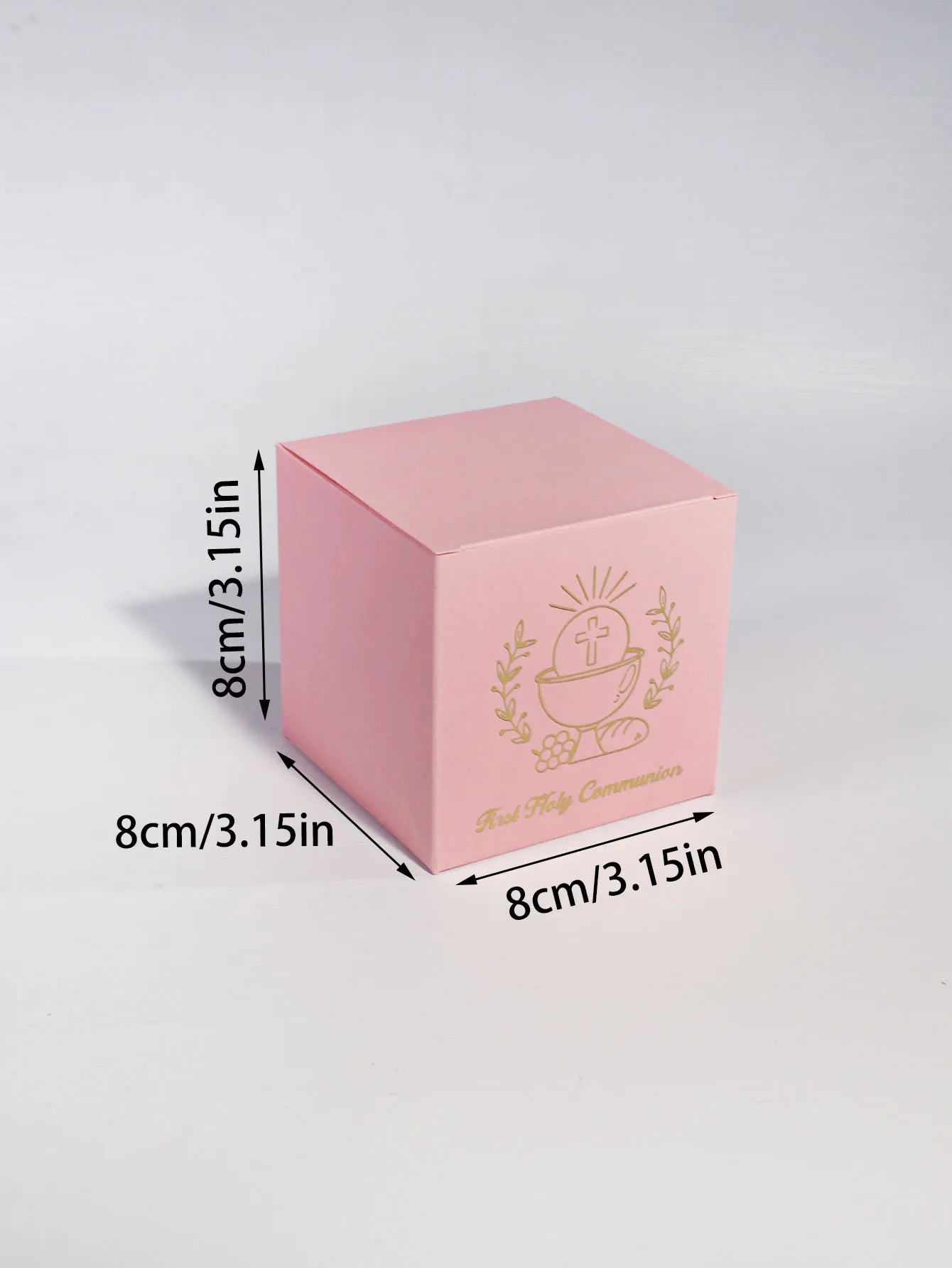 Elegant first communion gift box, golden Holy Grail of the cross and the words' First Communion ', Christian communion gift box