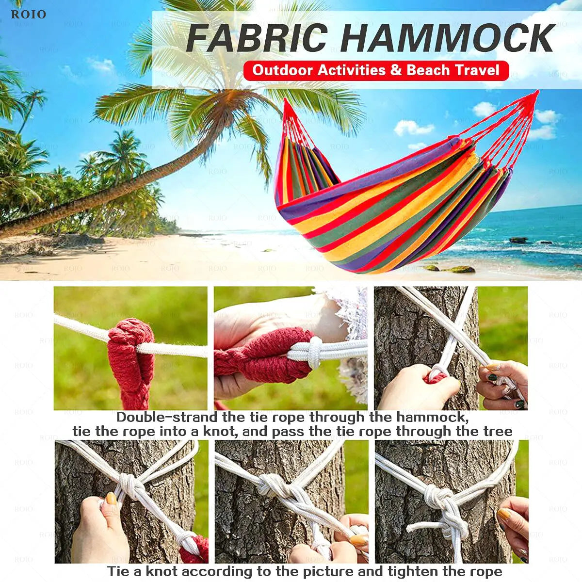 Outdoor Camping Hammock Thickened Durable Fabric Canvas with Bag