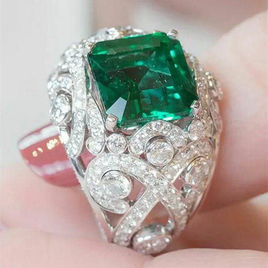 Luxury Fashion Green Zirconia Crystal Ring for Women
