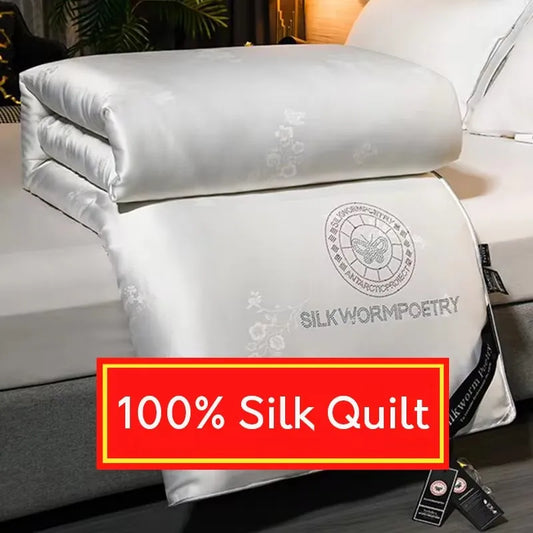 100% Mulberry silk with warm thickened quilt core 5kg winter comforter cotton cover spring autumn home quilt luxury blanket