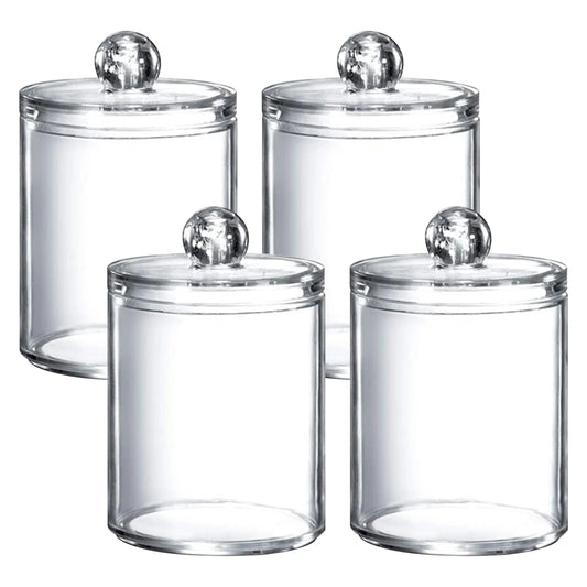 Acrylic Storage Organizer Jar Round Box Makeup Cotton Swab