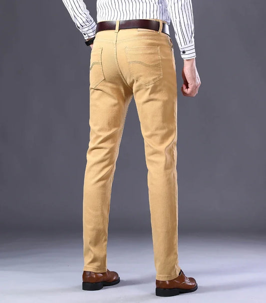 Men's Fashion Casual Classic Style Jeans Straight Fit Soft Trousers