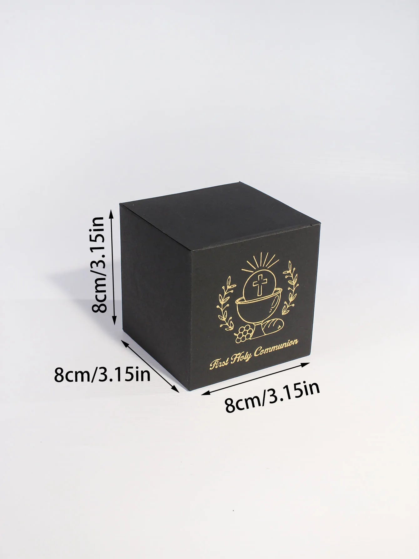 Elegant first communion gift box, golden Holy Grail of the cross and the words' First Communion ', Christian communion gift box