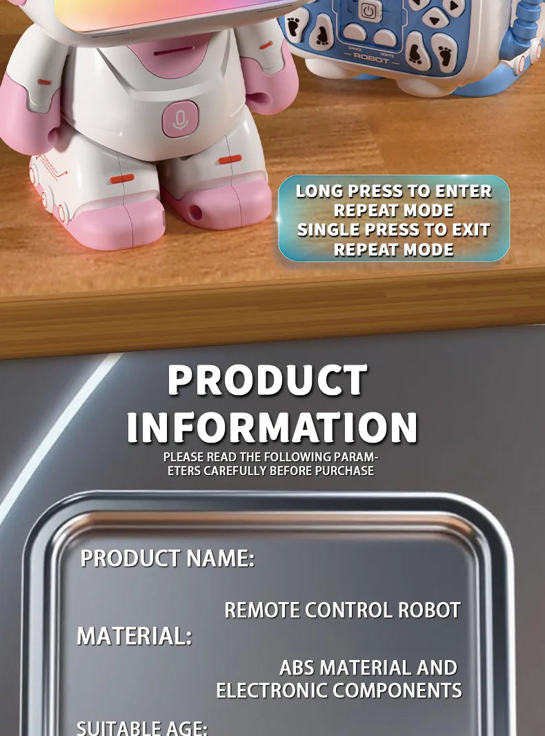 Intelligent remote control robot, interactive recording, lighting, music, dance toys, birthday gifts for boys and girls