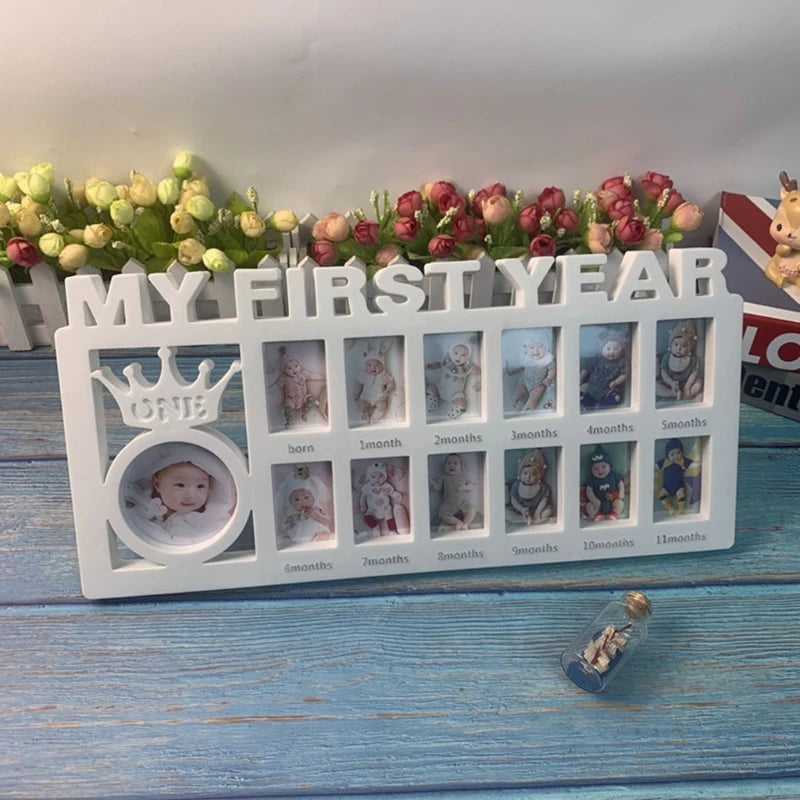 0-12 Months Pictures Milestone Photo Frame Souvenirs First Year Newborn Baby Collage