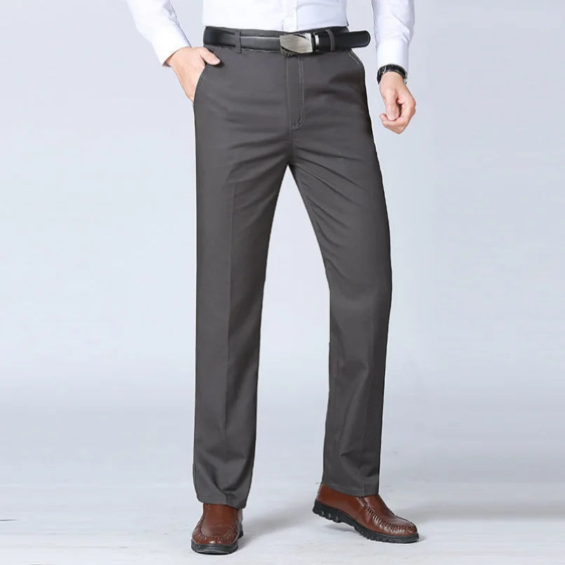 Summer Autumn Thick 100% Cotton Straight Leg Men's Pants