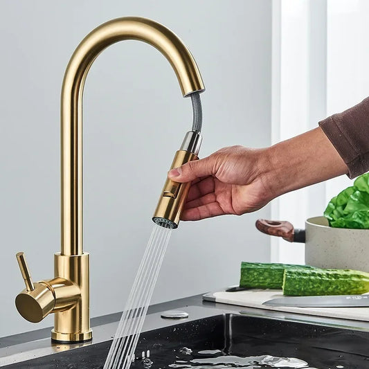 Kitchen Faucet Two Function Single Handle Pull Out Mixer Hot and Cold Water Taps