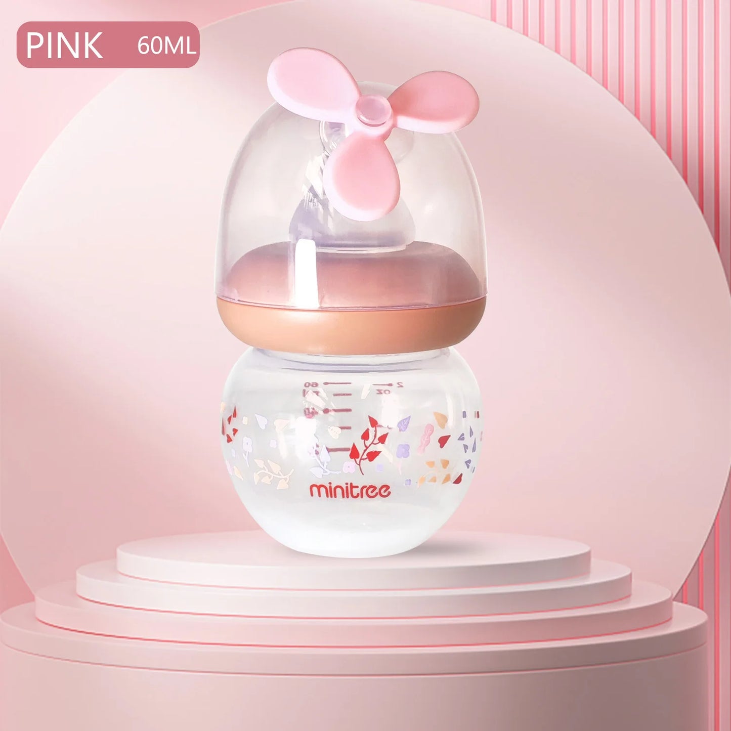 0-6 months newborn baby mini bottle, 60ml creative small windmill, fall-proof and anti-colic PP bottle, BPA-free