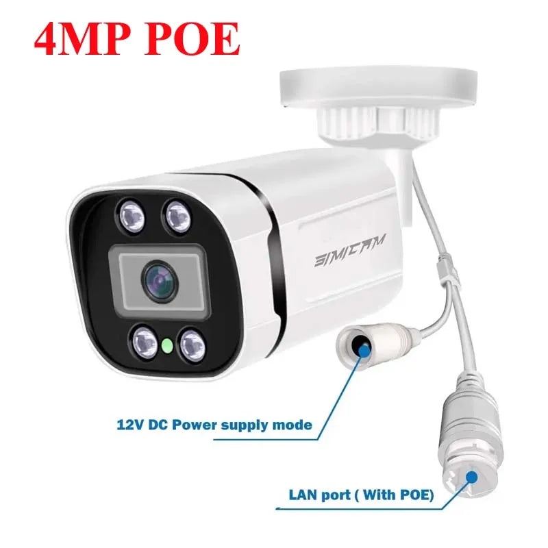 4K Poe Video Surveillance Camera Ip Onvif Audio 48V POE/DC 12V 4MP/5MP/8MP Night Vision Bullet WaterProof security camerafor NVR