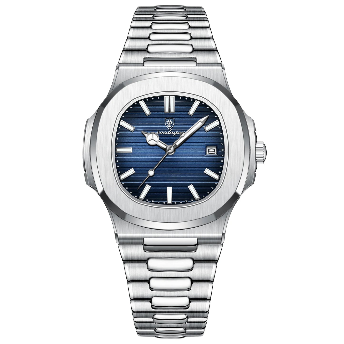 Luxury Men Watch Waterproof Clock Luminous Date Stainless Steel Square Quartz