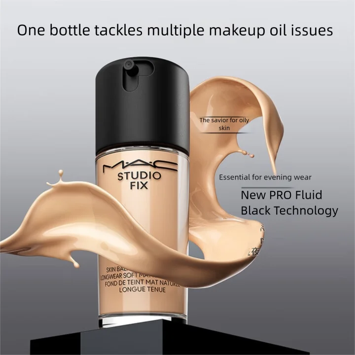 MAC Studio Fix Fluid 30ml - 24HR Matte Finish, Oil Control, Full Coverage Make Up Foundation (Shades: N12/NC12/NC15/N18)