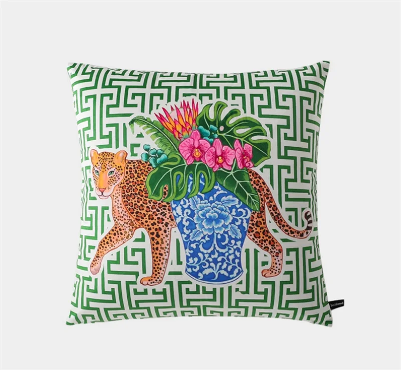 Home Gorgeous Cushion Cover Oriental Mystical Animals Print Ancient Style Decorative Pillow Case 50x50cm