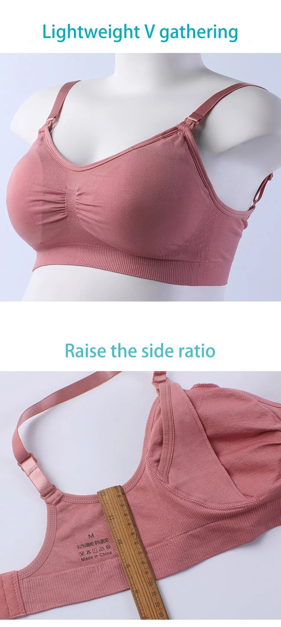Breastfeeding Bra Upper Buckle Wirefree Seamless Postpartum Removable Chest Pad