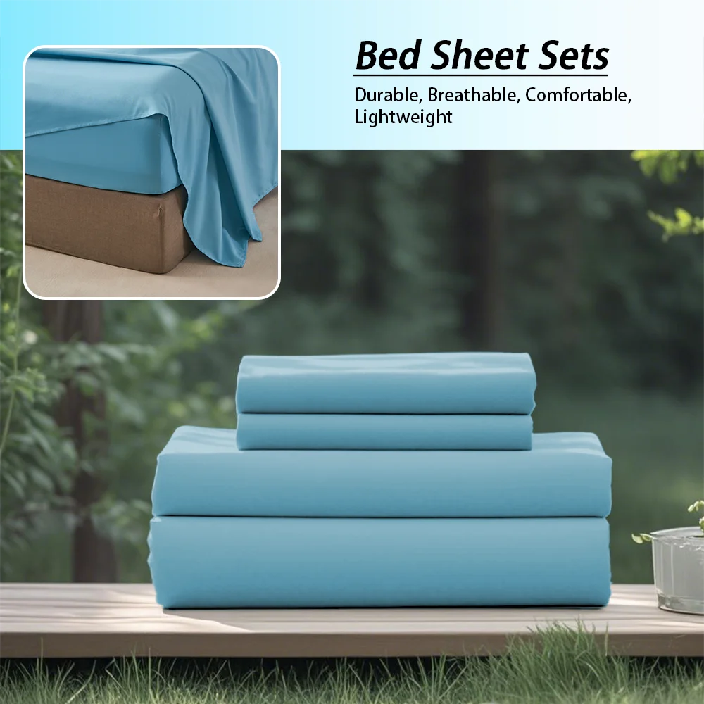 3/4Pcs Soft all seasons bedding set,1 fitted sheet, 1 flat sheet, 1/ 2 pillowcases