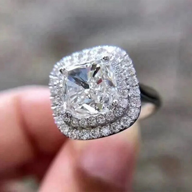 Women's Square Jewelry Ring Geometric Luxury Inlaid AAA Cubic Zirconia