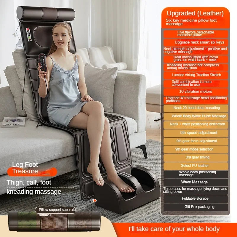 JINKAIRUI Full Body Electric Massage Mattress Multi-function Shoulder/Neck/Waist/Back Kneading Vibration Massage Pad with Heating