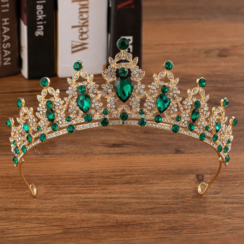 Baroque Bridal Crown Crystal Tiara & Necklace Earrings Jewelry Sets