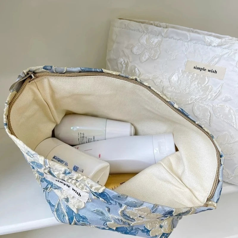 Fashion Floral Print Zipper Cosmetic Bag Travel Essentials Organizer Makeup Toiletry Pouch Portable Women's Makeup Bag
