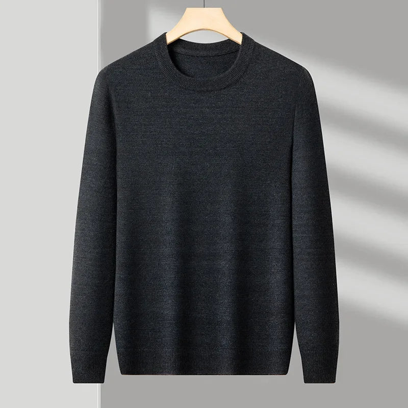 Men's Casual Sweater Round Neck Long Sleeve Knitted Sweater Diamond Pattern