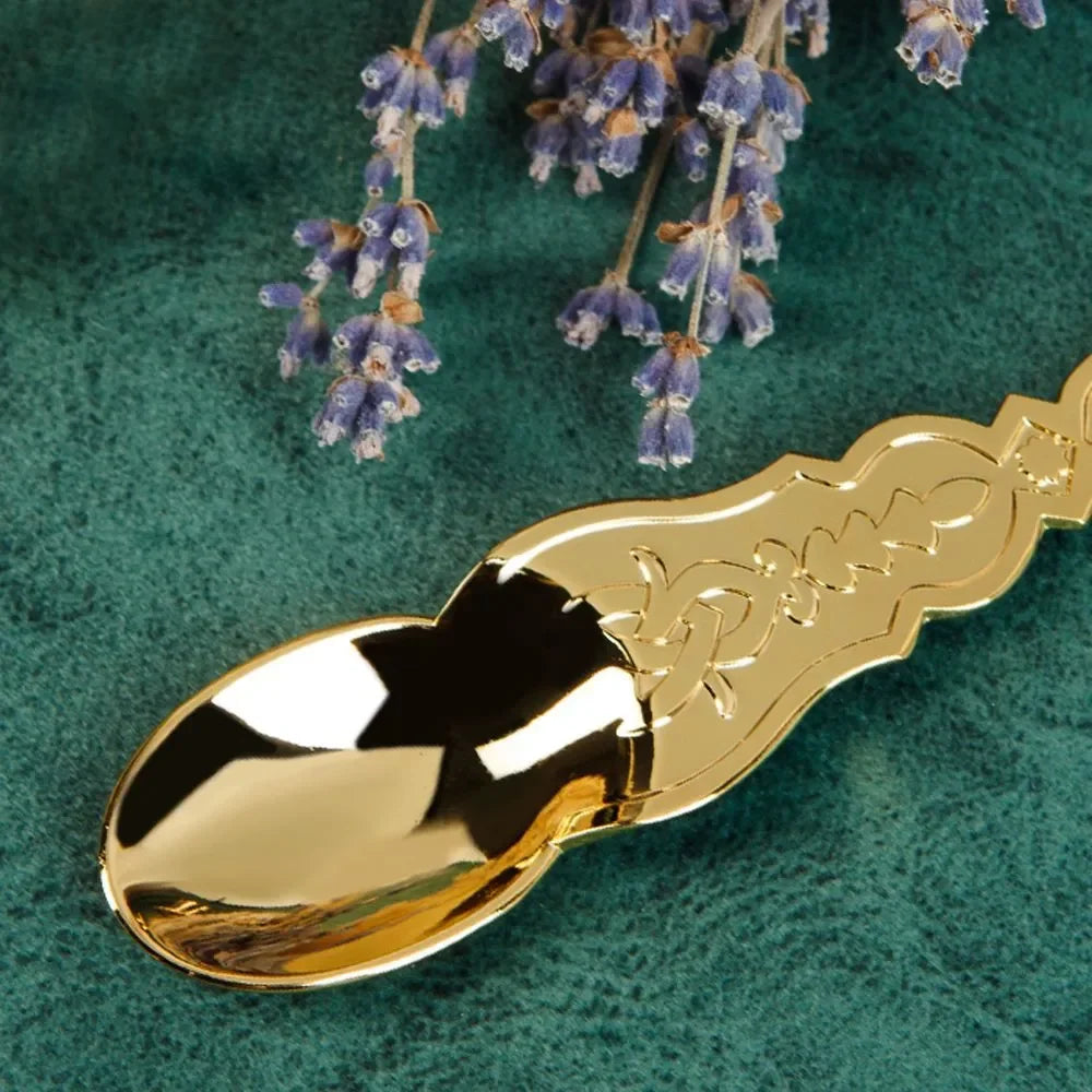 Church Product Baptismal Supplies Gold Plated Holy Grail Plate Spoon Religious Ritual Accessories Holy Water Set