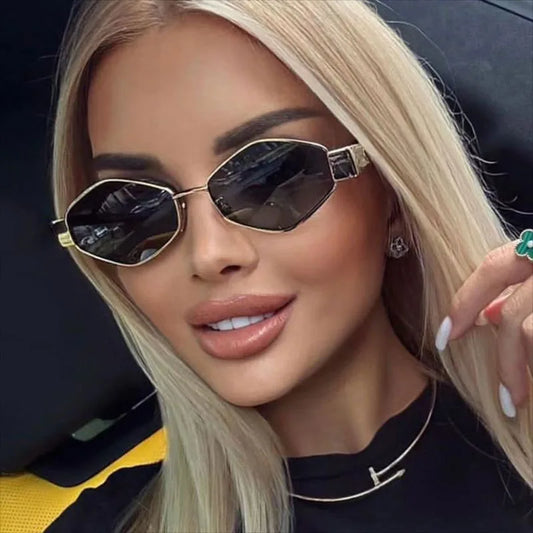 Fashion Hexagon Sunglasses Women Luxury Brand Design Unique Polygon Sun Glasses