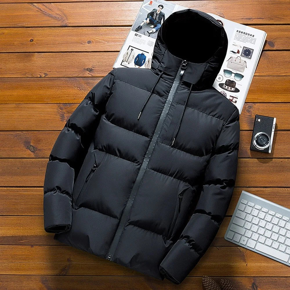 Men's Hooded Lightweight Cotton Puff Padded Coat Winter Jackets