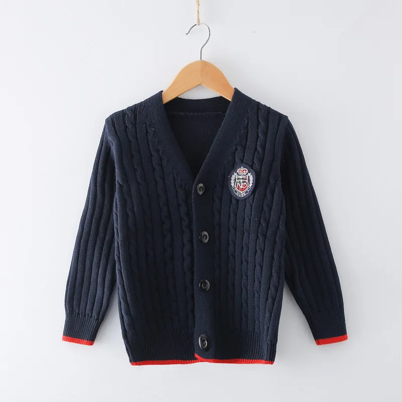 Boys Sweater Knitwear Long-Sleeve Cotton Cardigans
