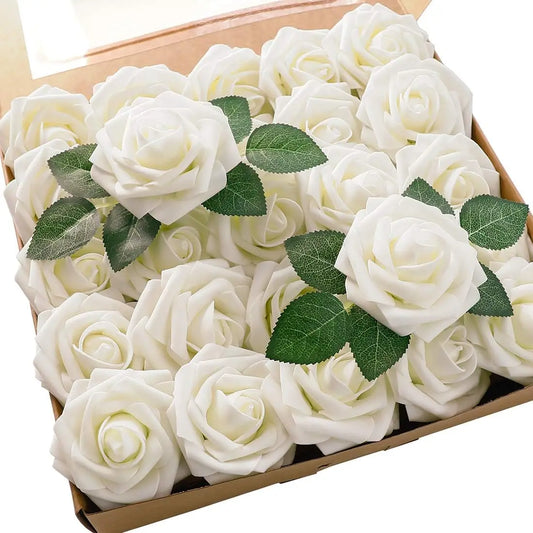 25pcs Artificial Rose Flowers w/stem For DIY Wedding Bouquets Centerpieces Arrangements Party Home Decorations