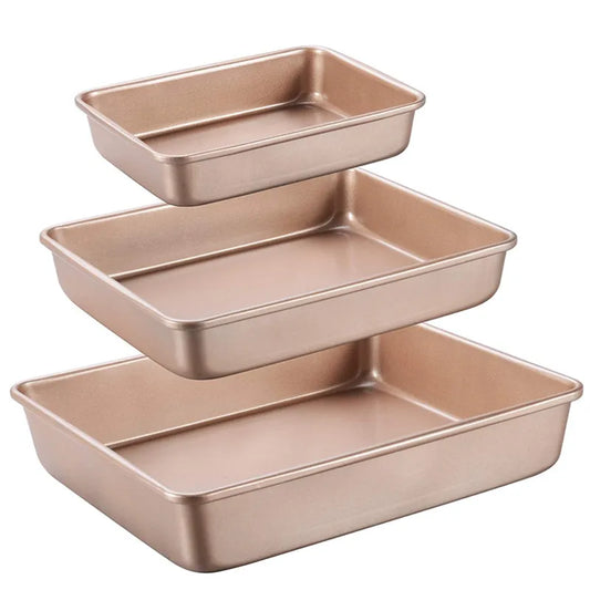Deep Baking Pan Rectangular Non Stick Carbon Steel Bakeware Biscuit Bread Loaf kit