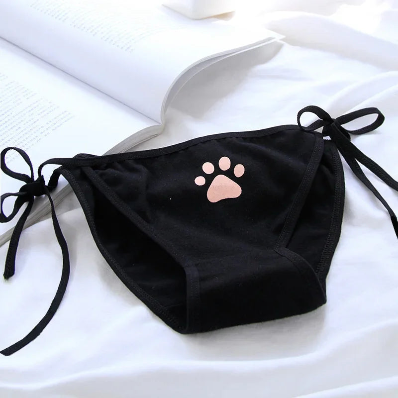 Women Funny Cotton Panties Hollow Out Seamless Briefs