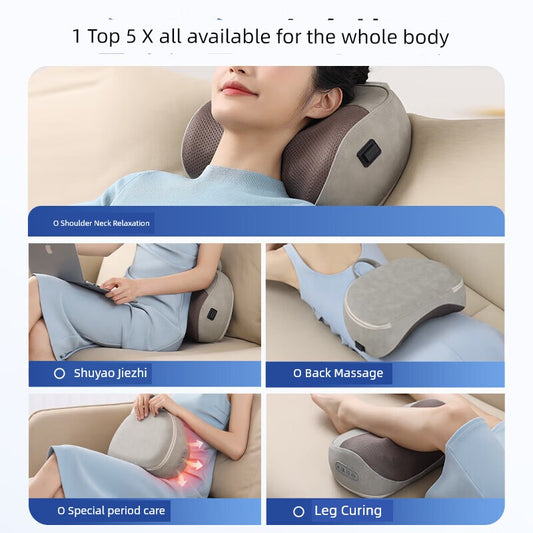 Cervical Spine Massage Instrument Waist and Back Massager Multifunctional For Shoulder and Neck Kneading Massage Pillow Cushion