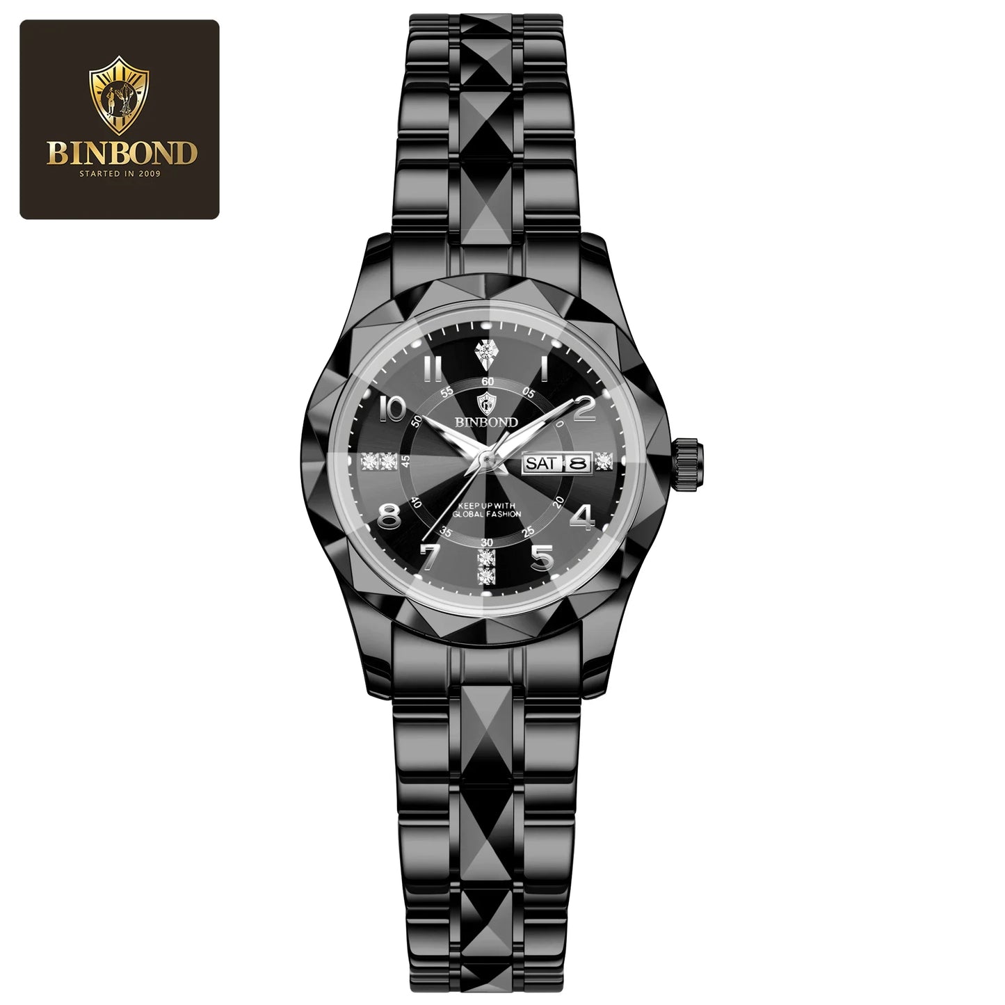 BINBOND Women Quartz Luxury Watch Waterproof with Week/ Date/ Clock