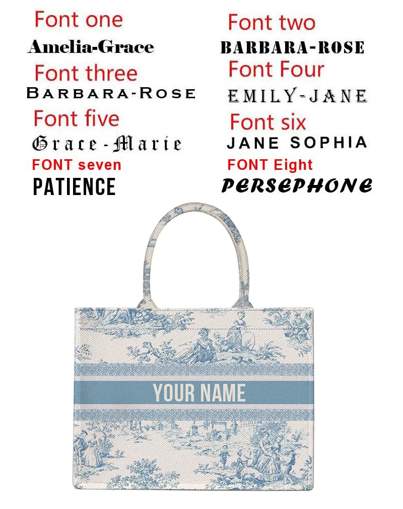 Personalized custom women's tote bag, canvas printed handbag, large capacity beach bag