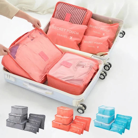 6pcs Travel Storage Bag Large Capacity Luggage Clothes Sorting Organizer Set