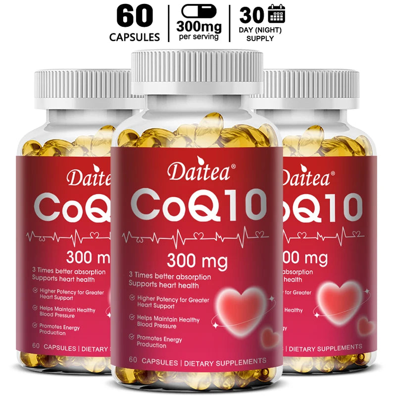 Coenzyme Q10 (CoQ10) Capsules, Supports Heart Health, Cellular Energy, Antioxidant & Blood Circulation, High Absorption