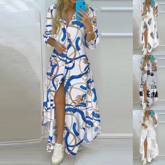 Women Vintage Long Casual Printed Dress Women
