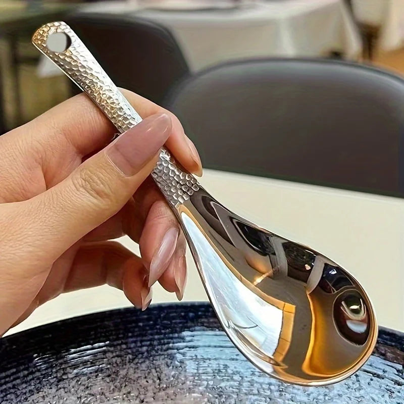 2pcs Stainless Steel Spoon Set- Large Capacity, Mirror Polished Cutlery, Suitable for Desserts, Fruits, and Home Kitchen Use