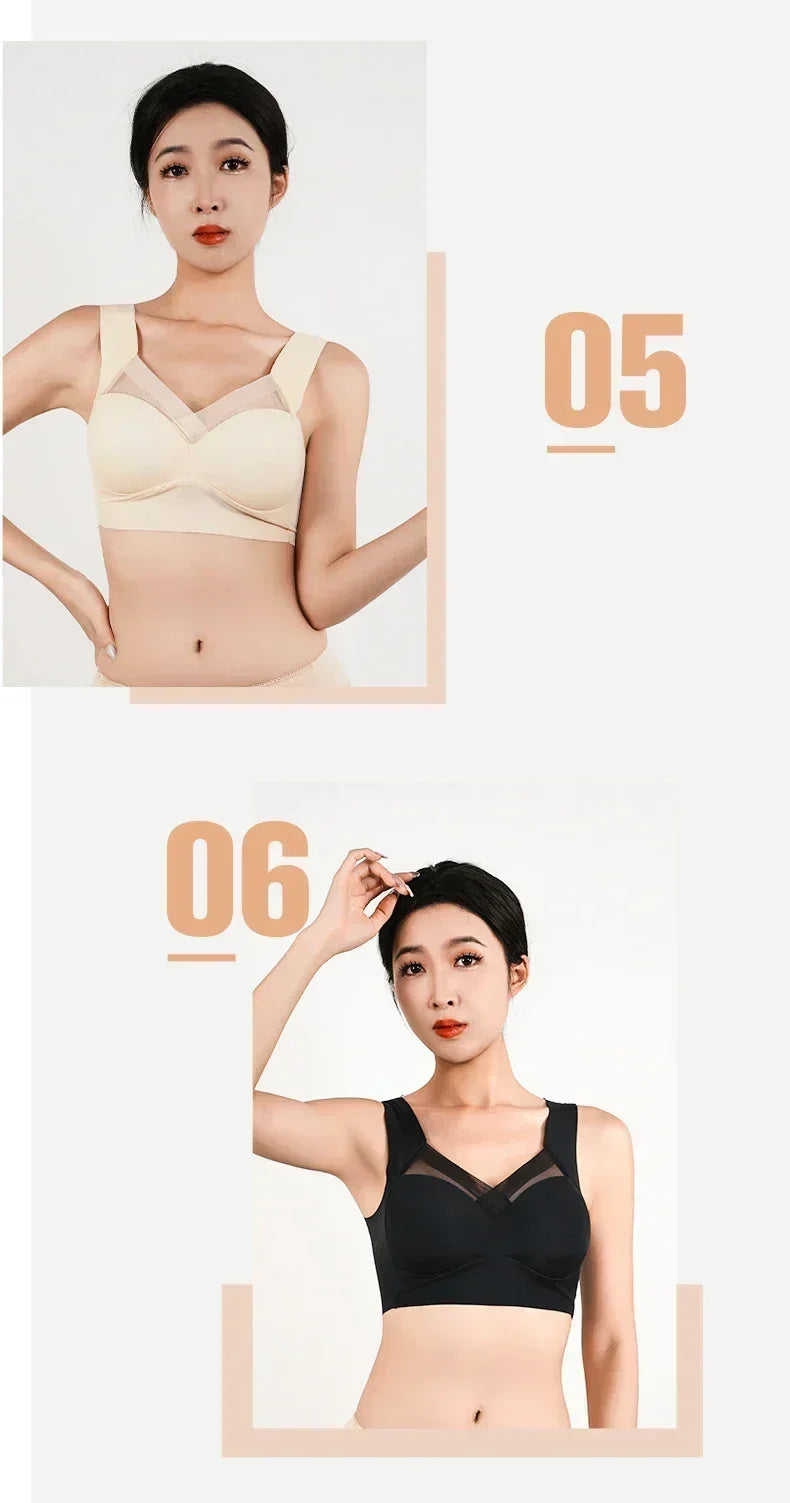 Women's Strappy Push Up Bra Seamless Padded Tops Casual Plus Size Soft Wireless Woman Bras XL-6XL Ice Silk Underwear