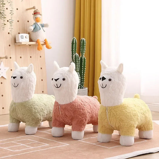 Alpaca Stool Children'S Room Plush Accessories Anti Slip Soft Cartoon Beautiful Sturdy Room Changing Multifunctional Low Stool
