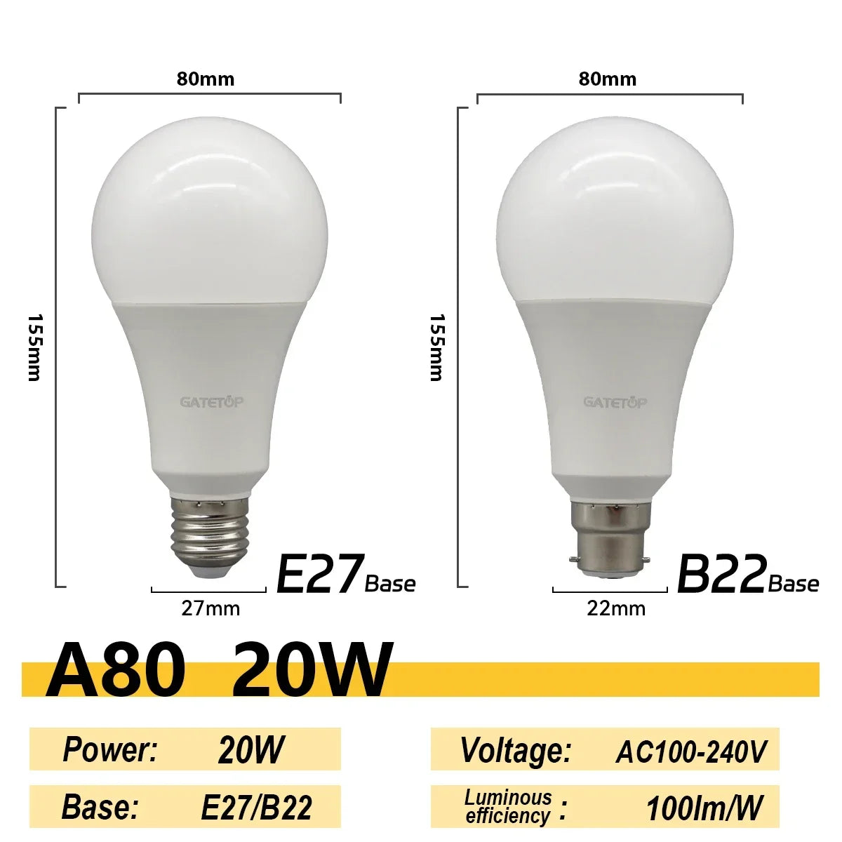 2PCS 24W 20W 18W 15W Bulb Hight Lumen E27 B22 Base Led Lamps AC220V 230V 110V Light Lamps for Home